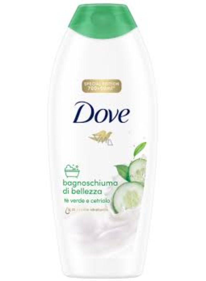 جل استحمام + رغوة استحمام 2 في 1 برائحة الخيار والشاي الأخضر، 750 مل